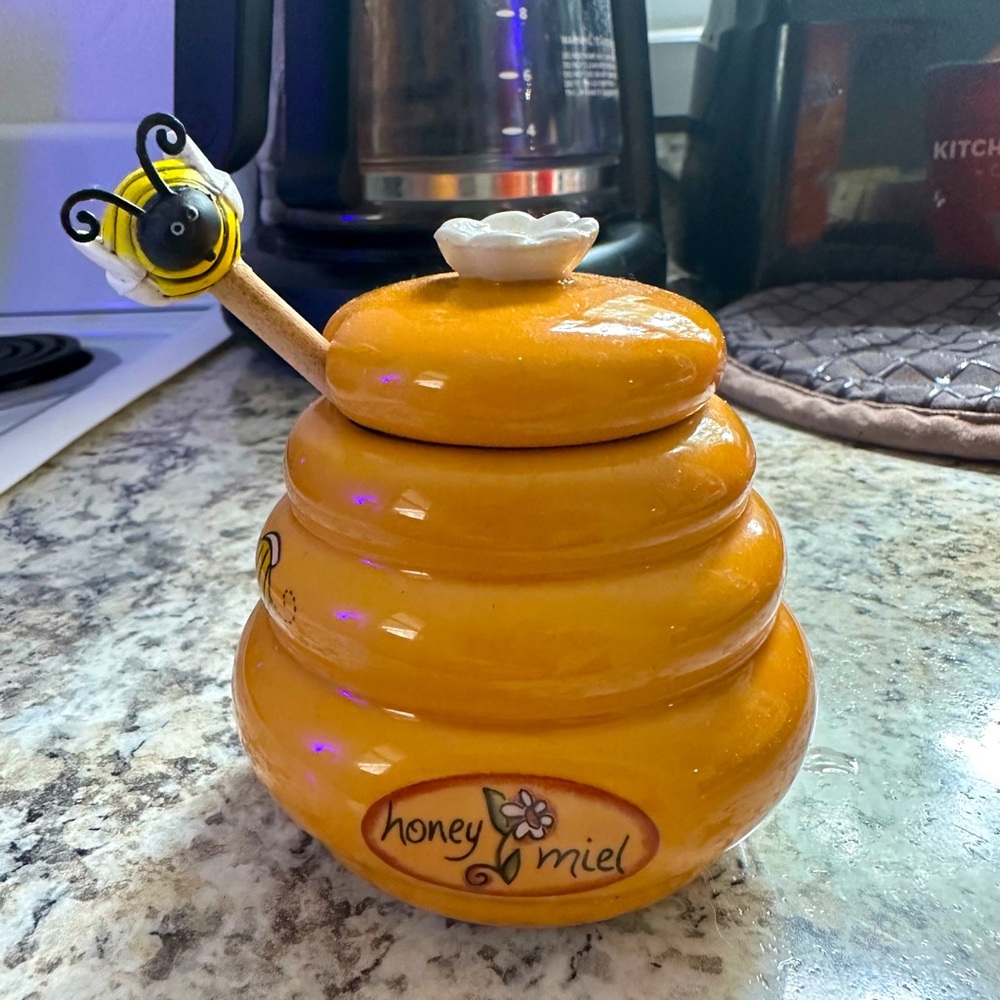 Mini honey pot and dipper NWOT